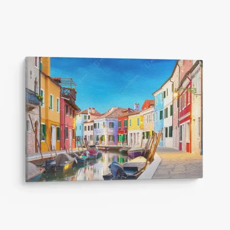 Quadro su tela vibrante scorcio di Burano • Wallissimo®
