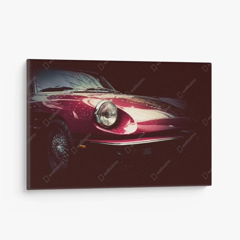 Quadro su tela eleganza retrò: dettaglio di auto d'epoca rossa