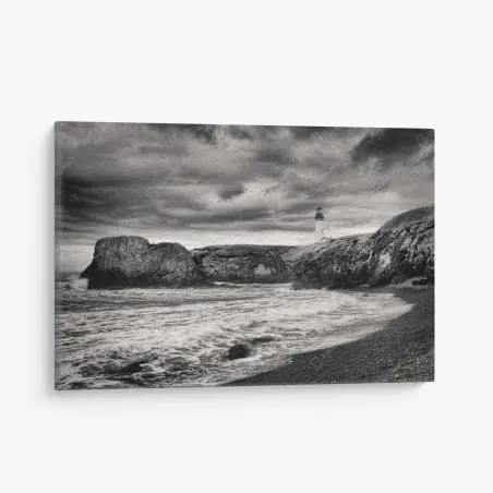 Quadro su tela faro di Yaquina Bay sulla costa tempestosa • Wallissimo®