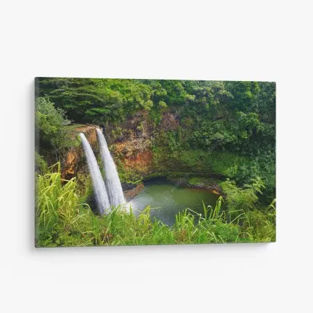 Quadro su tela cascata gemella nella foresta tropicale • Wallissimo®