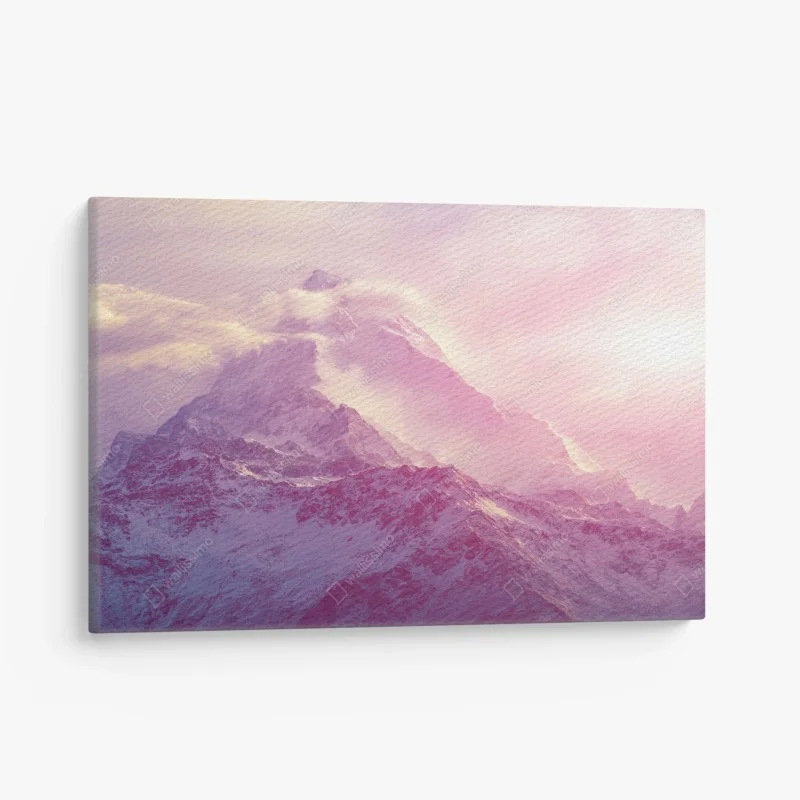 Quadro su tela montagna rosa al crepuscolo