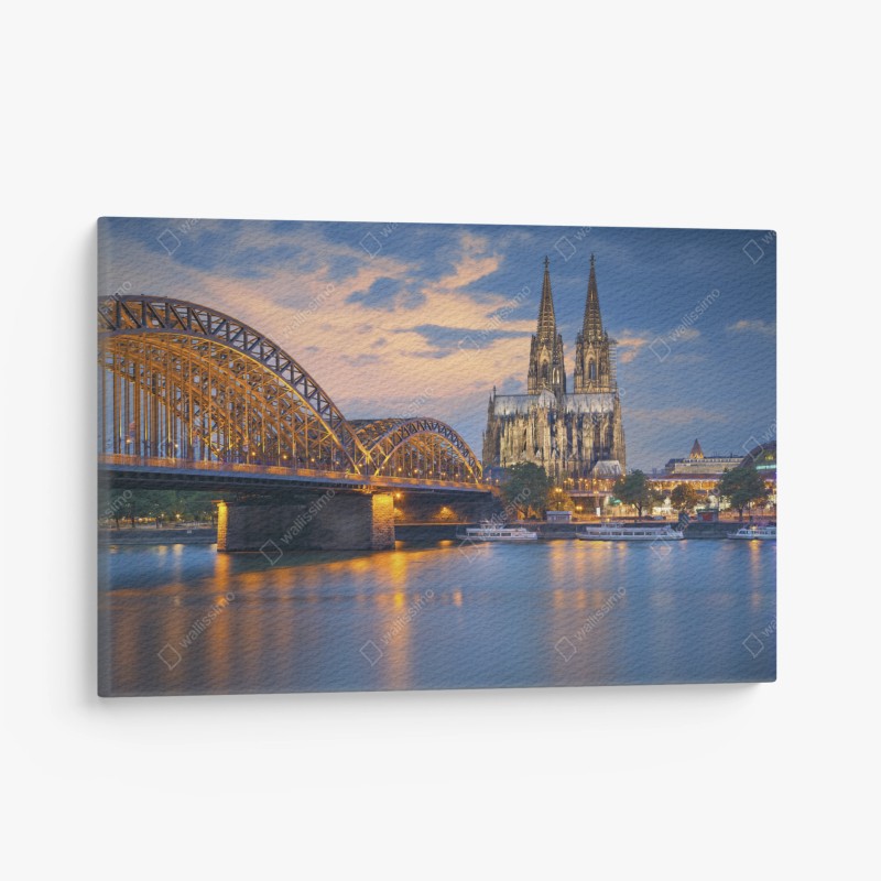 Quadro su tela crepuscolo sul ponte e cattedrale di Colonia