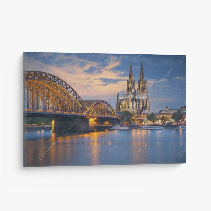 Quadro su tela crepuscolo sul ponte e cattedrale di Colonia