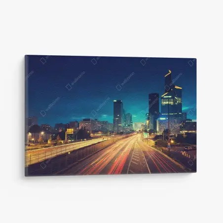 Quadro su tela tramonto urbano a Parigi La Défense • Wallissimo®