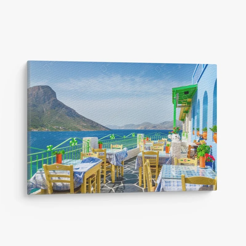 Quadro su tela terrazza mediterranea con vista mare