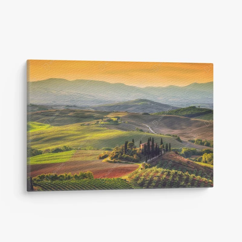 Quadro su tela colline dorate al tramonto