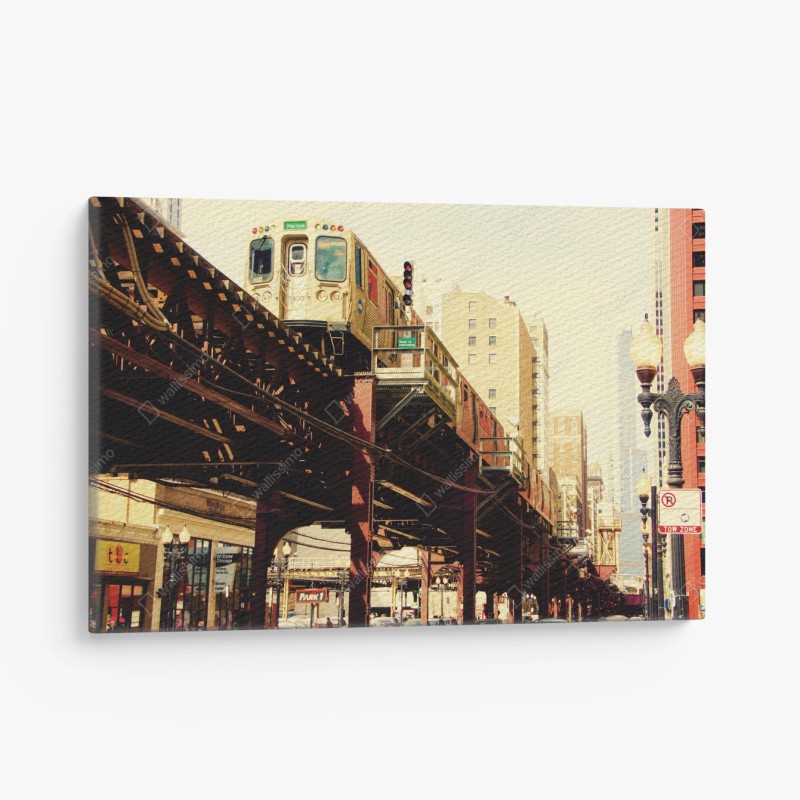 Quadro su tela panorama urbano sopraelevato sulle rotaie