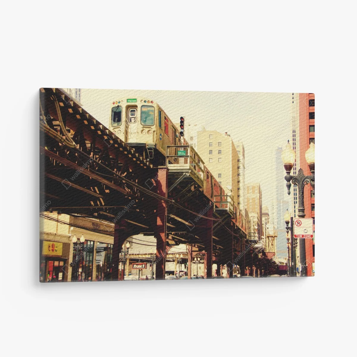 Quadro su tela panorama urbano sopraelevato sulle rotaie • Wallissimo® Quadro su tela panorama urbano sopraelevato sulle rotaie • Wallissimo®