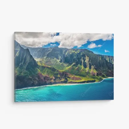 Quadro su tela panorama costiero della Na Pali, Kauai • Wallissimo®