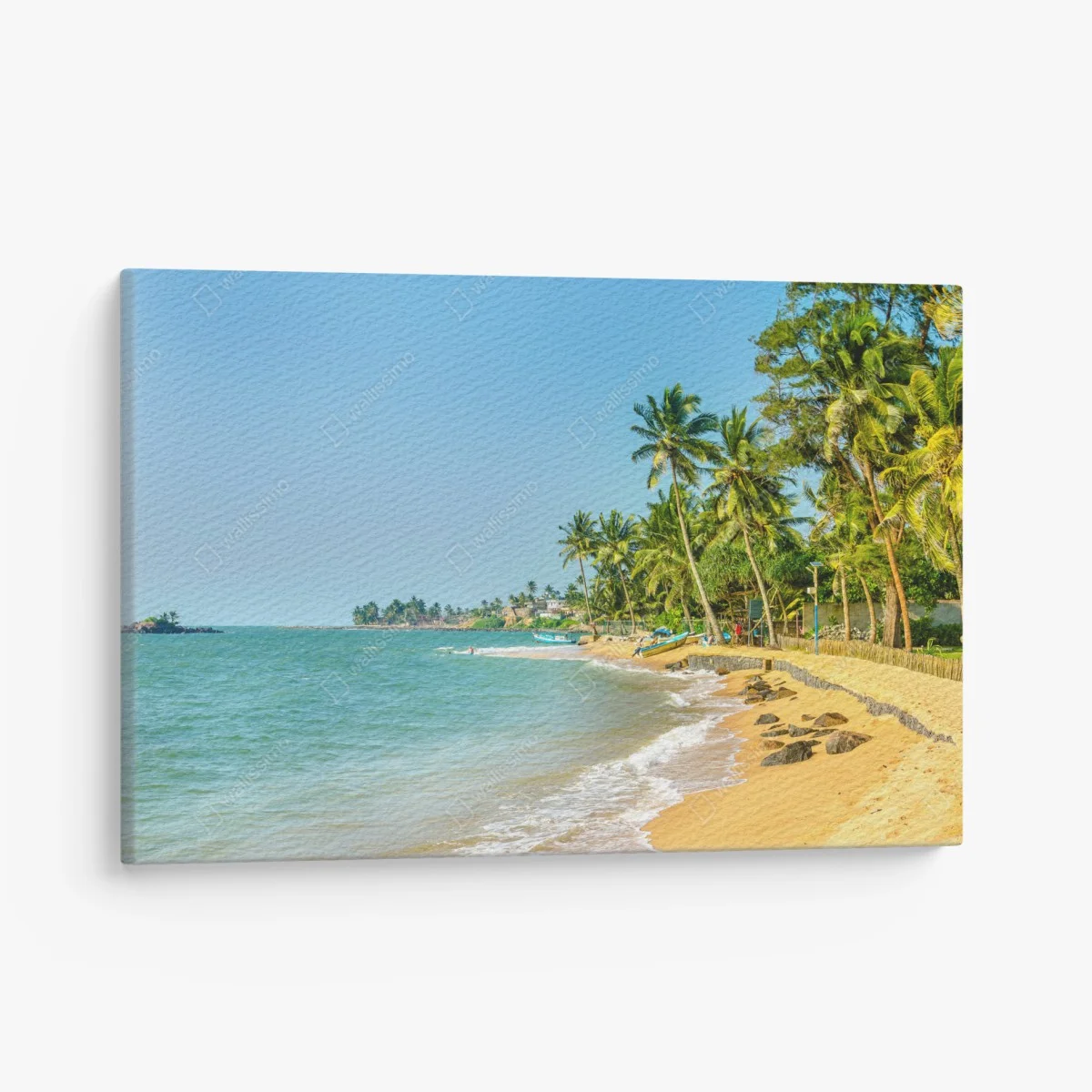 Quadro su tela spiaggia tropicale con palme e barche • Wallissimo® Quadro su tela spiaggia tropicale con palme e barche • Wallissimo®