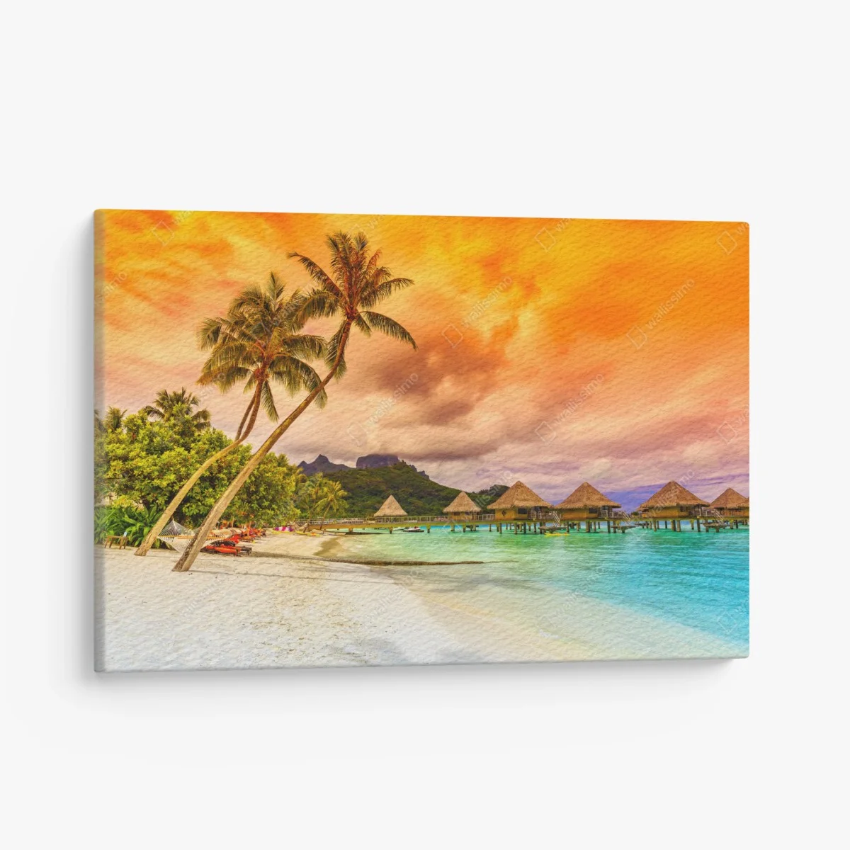 Quadro su tela tramonto tropicale a Bora Bora con Monte Otemanu • Wallissimo® Quadro su tela tramonto tropicale a Bora Bora con Monte Otemanu • Wallissimo®
