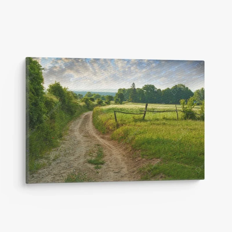 Quadro su tela sentiero di campagna nella luce dorata