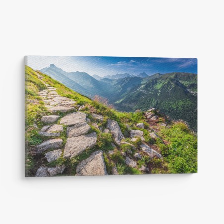 Quadro su tela alba sui Tatra: sentiero panoramico tra le cime • Wallissimo®