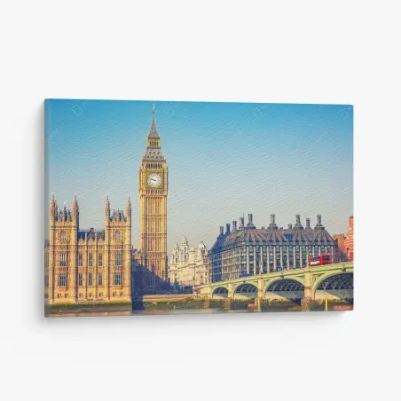 Quadro su tela tramonto su Westminster e Big Ben a Londra • Wallissimo®