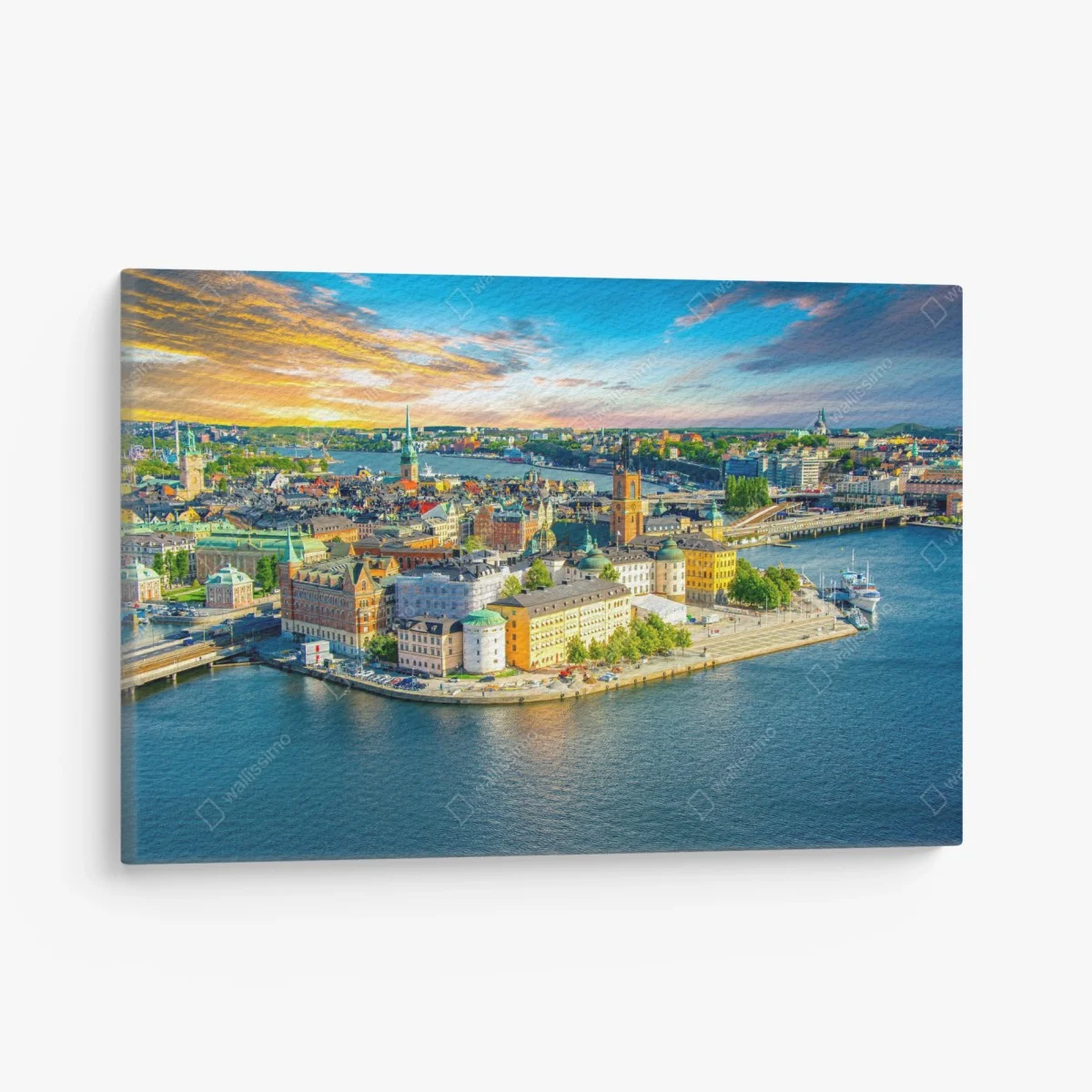 Quadro su tela panorama costiero di Stoccolma al tramonto • Wallissimo® Quadro su tela panorama costiero di Stoccolma al tramonto • Wallissimo®
