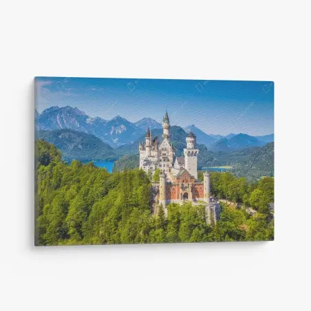 Quadro su tela castello fiabesco tra i monti della Baviera • Wallissimo®