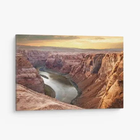Quadro su tela panoramica del Horseshoe Bend sul fiume Colorado al tramonto • Wallissimo®