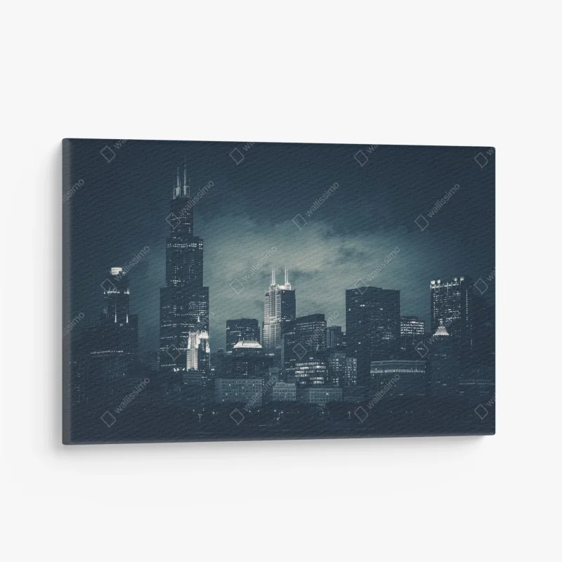 Quadro su tela notte urbana su Chicago