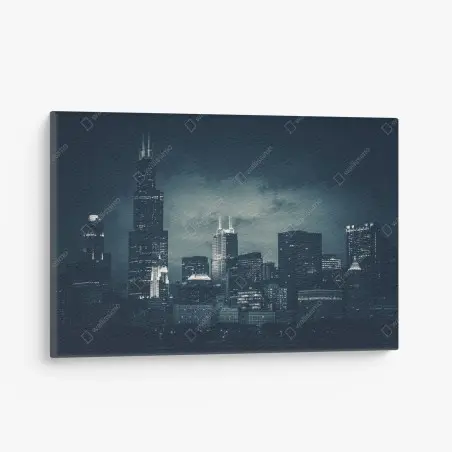 Quadro su tela notte urbana su Chicago • Wallissimo®