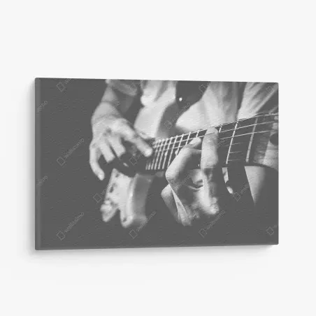 Quadro su tela dettaglio di chitarra elettrica in bianco e nero • Wallissimo®