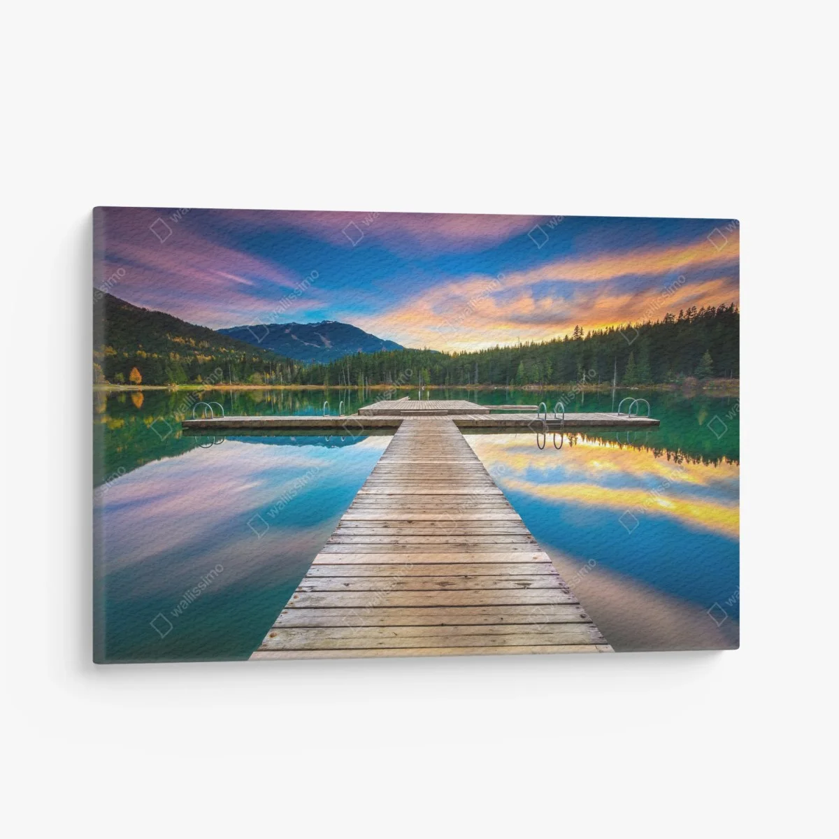 Quadro su tela molo verso il tramonto sul lago • Wallissimo® Quadro su tela molo verso il tramonto sul lago • Wallissimo®