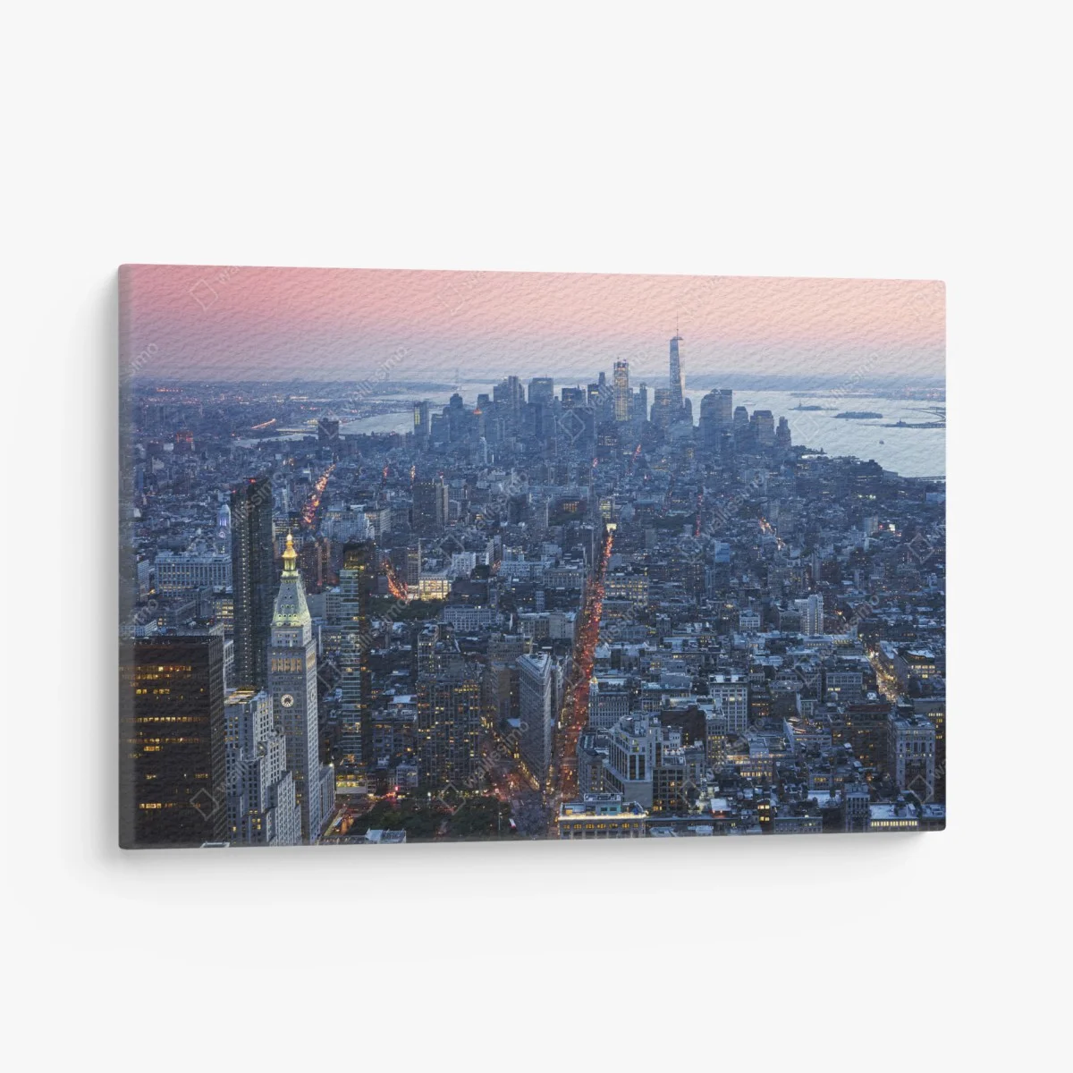 Quadro su tela tramonto su Manhattan: vista aerea del centro • Wallissimo® Quadro su tela tramonto su Manhattan: vista aerea del centro • Wallissimo®