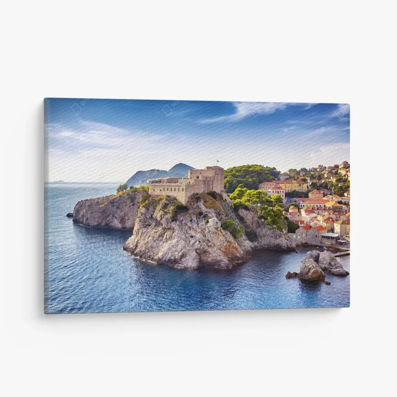 Quadro su tela tramonto su Dubrovnik: fortezza sulla scogliera