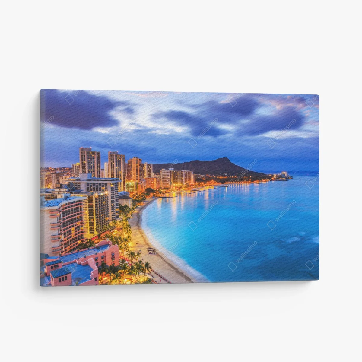 Quadro su tela skyline di Honolulu con Diamond Head al tramonto • Wallissimo® Quadro su tela skyline di Honolulu con Diamond Head al tramonto • Wallissimo®