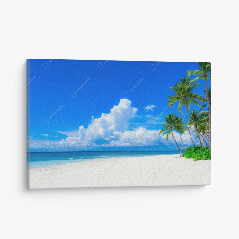 Quadro su tela paradiso tropicale con palme e sabbia bianca