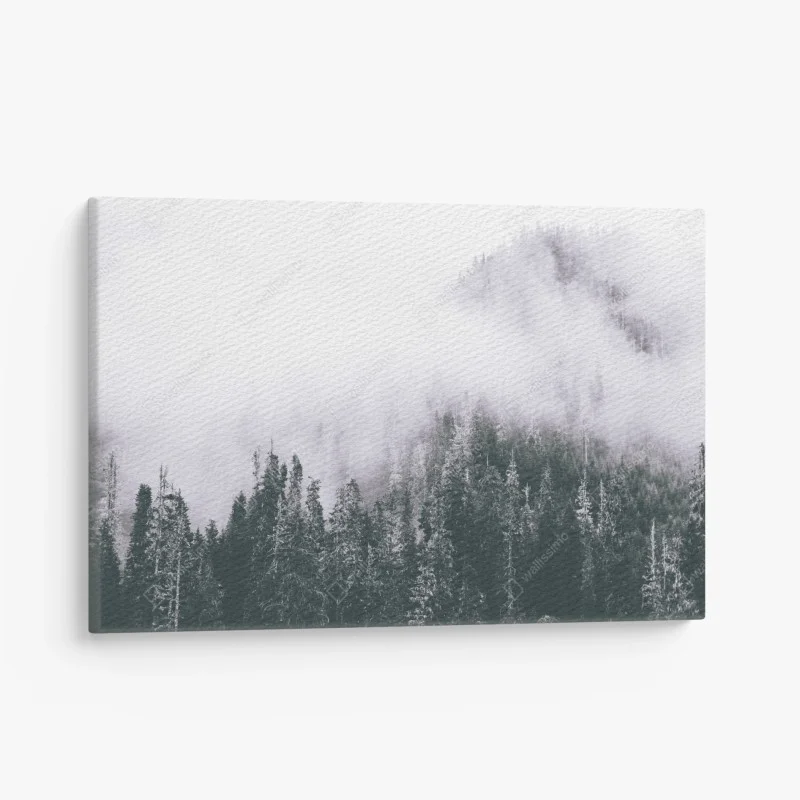 Quadro su tela bosco avvolto nella nebbia