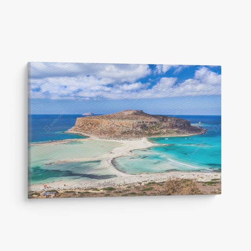 Quadro su tela laguna turchese e costa rocciosa