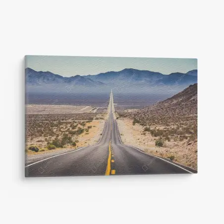 Quadro su tela strada infinita nel deserto • Wallissimo®