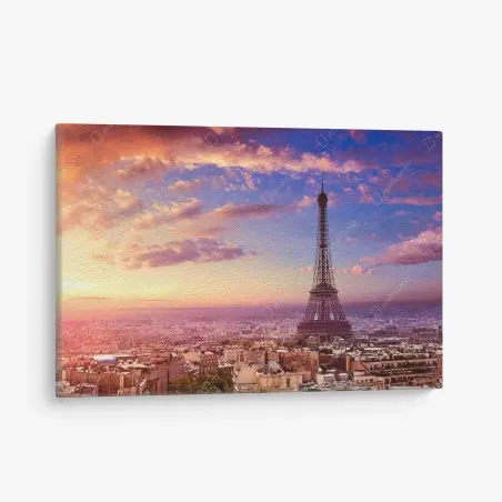 Quadro su tela tramonto su Parigi e Torre Eiffel • Wallissimo®