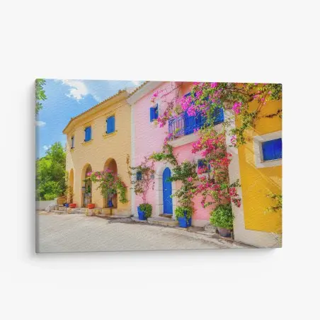 Quadro su tela angolo fiorito a Kefalonia • Wallissimo®