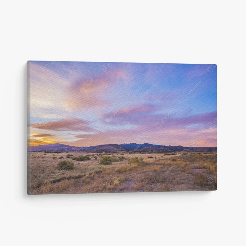 Quadro su tela tramonto pastello sulla prateria
