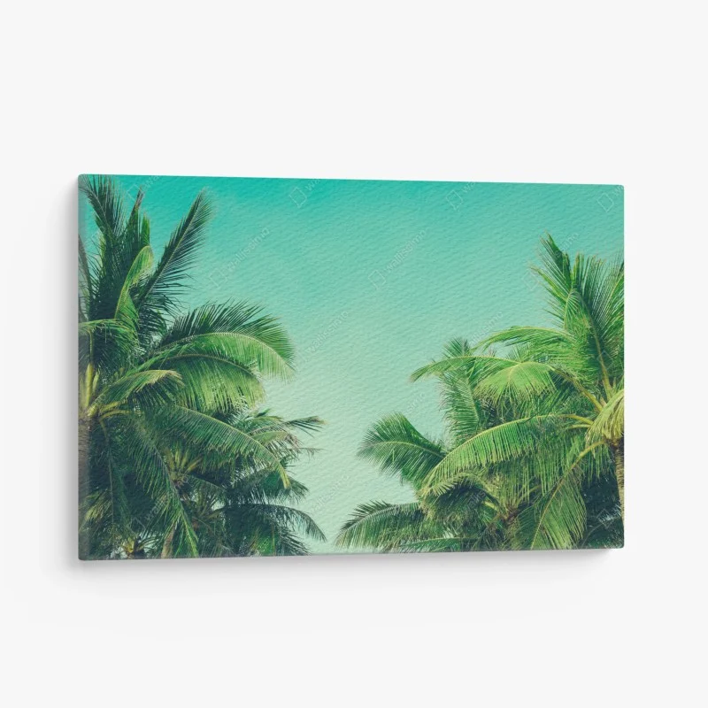 Quadro su tela oasi tropicale - palme e cielo turchese