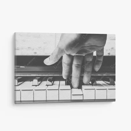 Quadro su tela mano che suona il pianoforte in bianco e nero • Wallissimo®