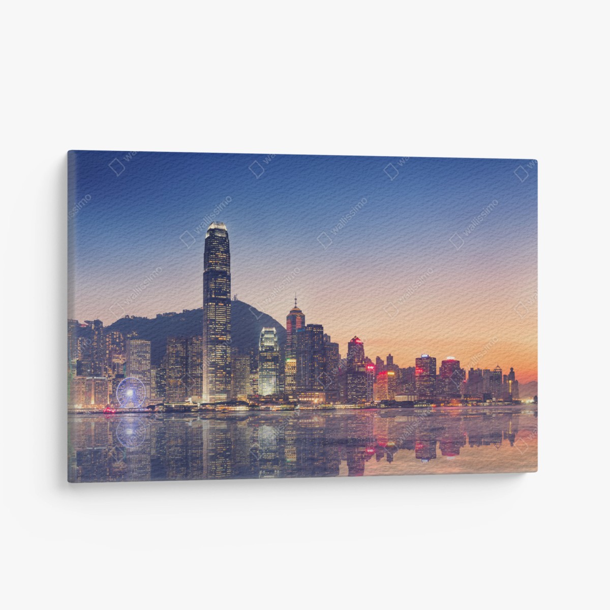 Quadro su tela skyline di Hong Kong al crepuscolo • Wallissimo®