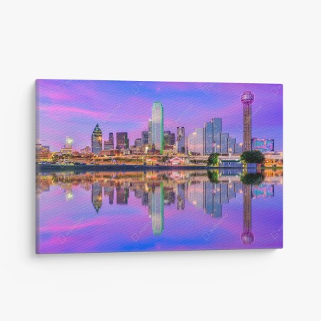 Quadro su tela riflessi magici sullo skyline di Dallas • Wallissimo®