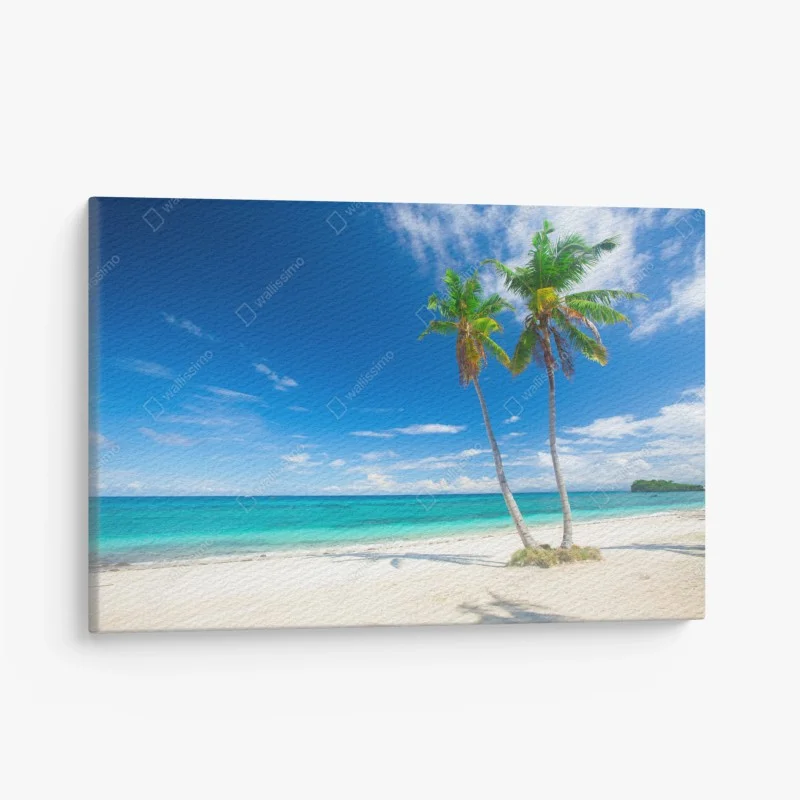 Quadro su tela spiaggia turchese con palme