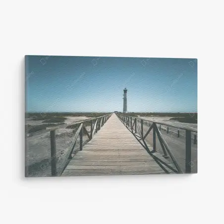 Quadro su tela faro sulla passerella verso l'orizzonte • Wallissimo®