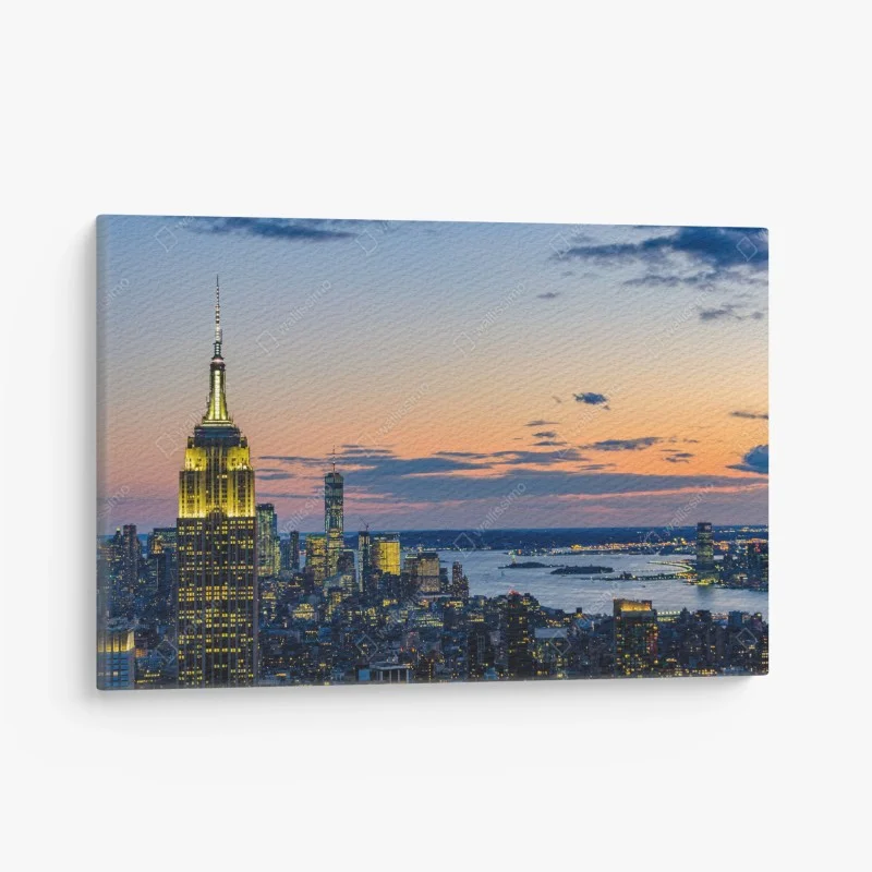 Quadro su tela tramonto su New York con Empire State Building