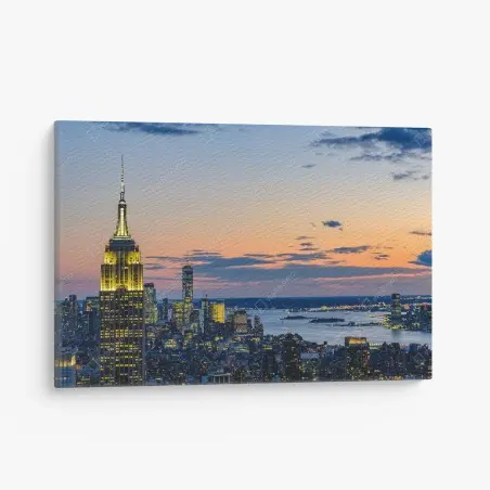 Quadro su tela tramonto su New York con Empire State Building • Wallissimo®