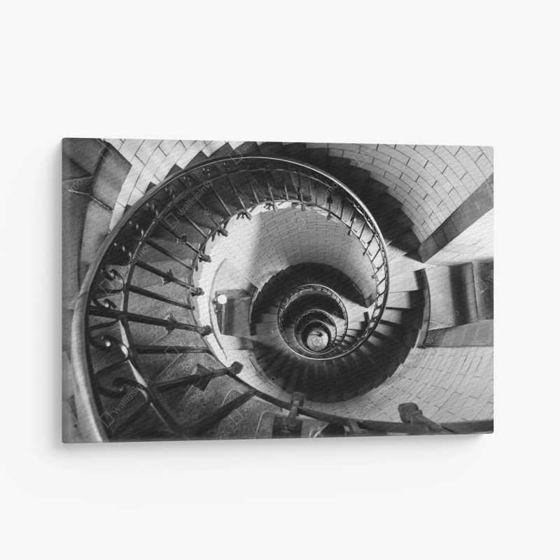 Quadro su tela spirale architettonica in bianco e nero