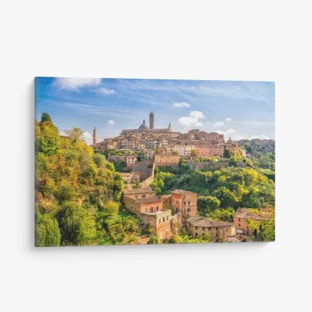 Quadro su tela panorama storico di Siena nelle colline della Toscana • Wallissimo®