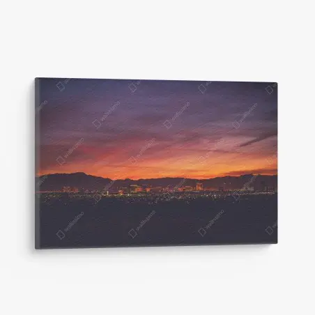 Quadro su tela panorama serale di Las Vegas al tramonto • Wallissimo®