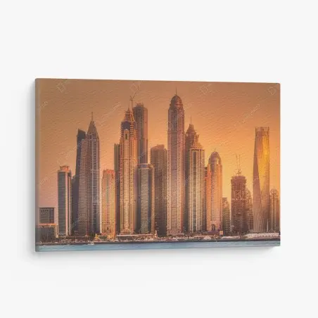 Quadro su tela skyline dorato di Dubai • Wallissimo®