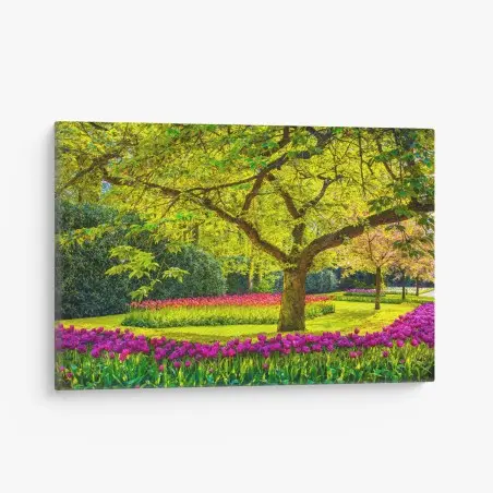Quadro su tela giardino di tulipani primaverile a Keukenhof • Wallissimo®