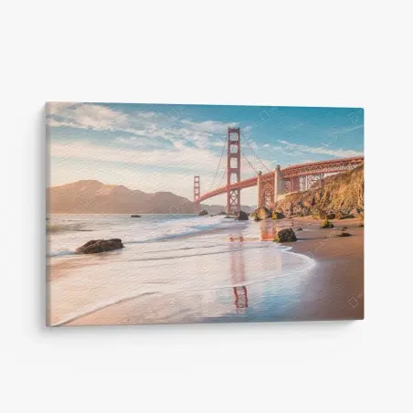 Quadro su tela tramonto sul Golden Gate: panorama costiero • Wallissimo®