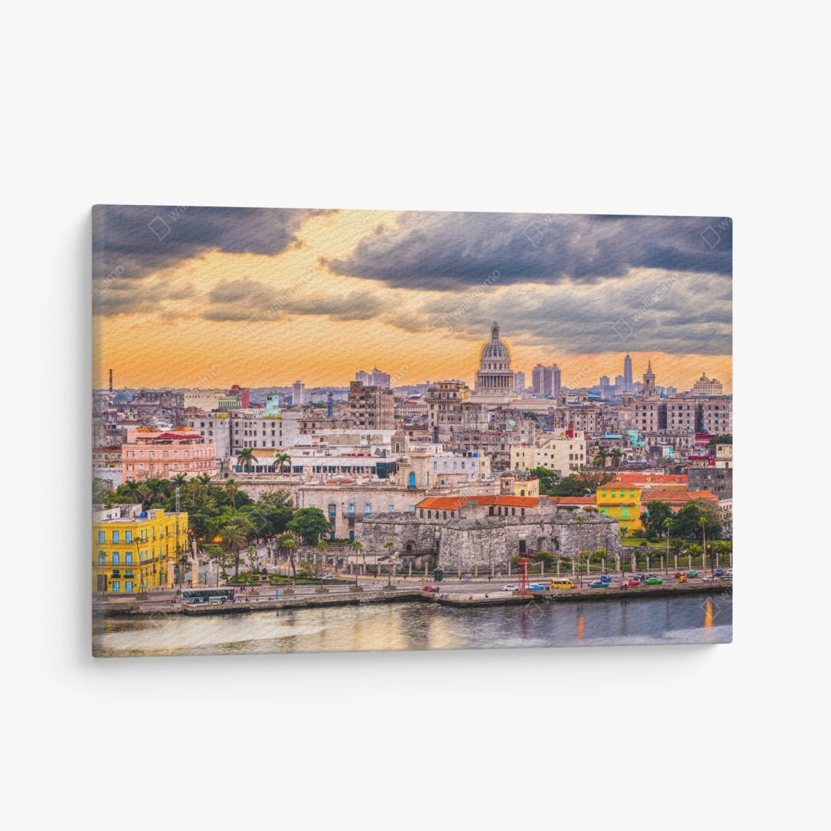 Quadro su tela tramonto sullo skyline di L'Avana • Wallissimo®